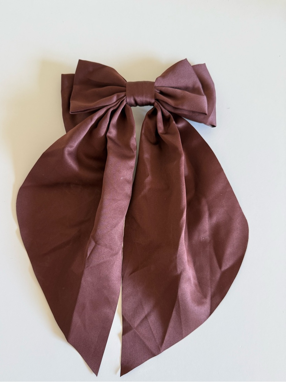 Elegant Brown Satin Bow Hair Clip